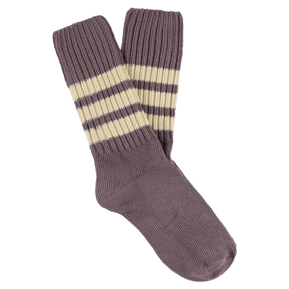 women crew stripes socks - off purple / ecru
