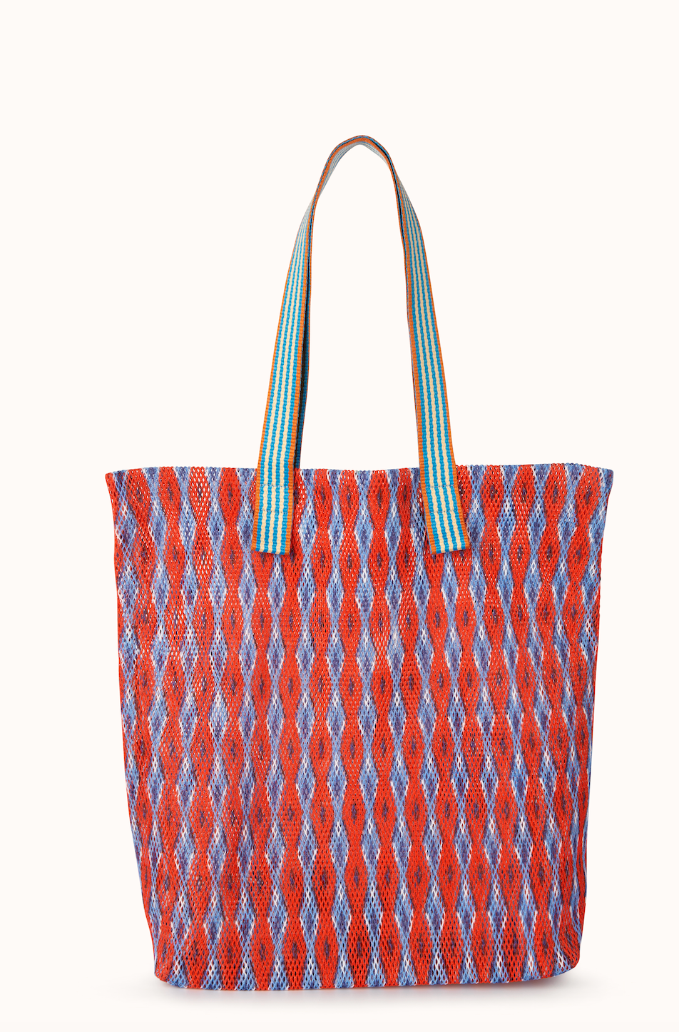 The Épice Paris Kanpur 2550 Large Tote Bag is a stylish and functional accessory designed for everyday use and beach outings. Crafted with attention to detail, it combines vibrant designs with practical features.  
Double-layer mesh construction featuring a check pattern in vibrant summer colours. The bag is digitally printed, ensuring sharp and lasting visuals. It includes contrasting woven handles tailored to each colourway, adding a touch of elegance. 