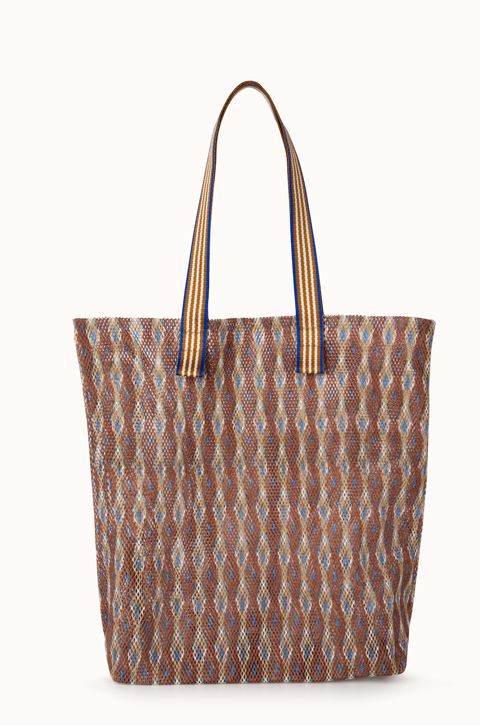 The Épice Paris Kanpur 2550 Large Tote Bag is a stylish and functional accessory designed for everyday use and beach outings. Crafted with attention to detail, it combines vibrant designs with practical features.  
Double-layer mesh construction featuring a check pattern in vibrant summer colours. The bag is digitally printed, ensuring sharp and lasting visuals. It includes contrasting woven handles tailored to each colourway, adding a touch of elegance. 