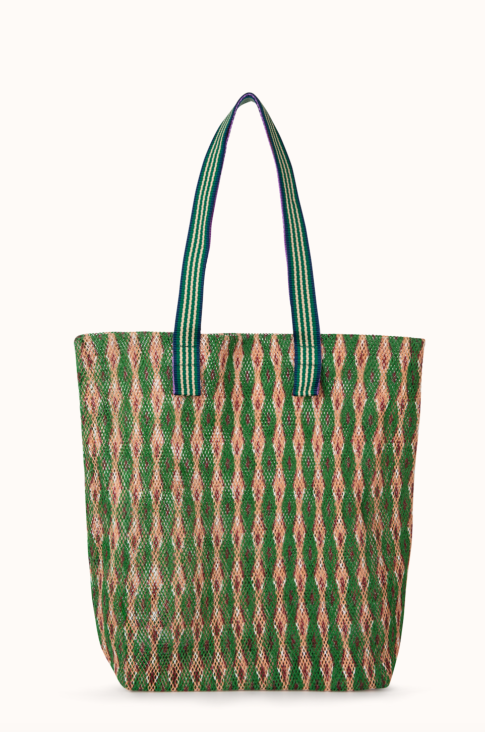 The Épice Paris Kanpur 2550 Large Tote Bag is a stylish and functional accessory designed for everyday use and beach outings. Crafted with attention to detail, it combines vibrant designs with practical features.  
Double-layer mesh construction featuring a check pattern in vibrant summer colours. The bag is digitally printed, ensuring sharp and lasting visuals. It includes contrasting woven handles tailored to each colourway, adding a touch of elegance. 