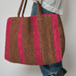 Gabriele Frantzen weekender raffia bag, pink and beige