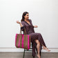 Gabriele Frantzen weekender bag caramel and pink raffia bag