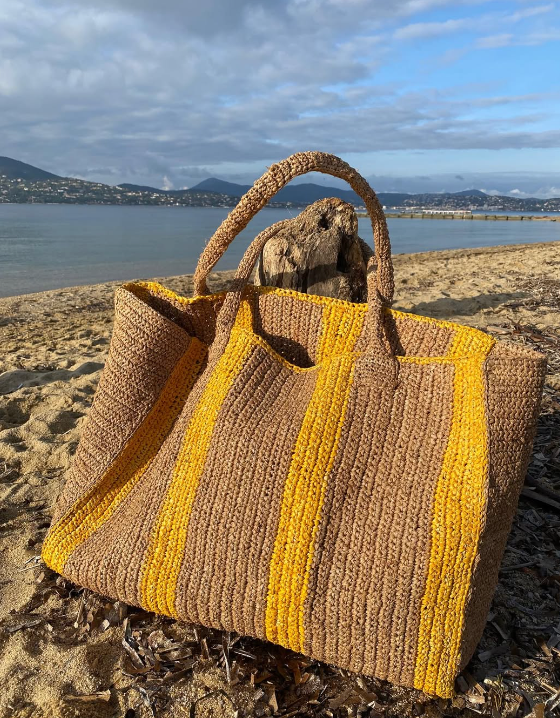 Gabriele Frantzen weekender raffia bag, sand and sunshine 