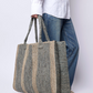 Gabriele Frantzen weekender striped bag, stone and light grey raffia bag 