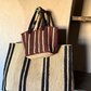 Gabriele Frantzen weekender striped bag, black and beige raffia bag