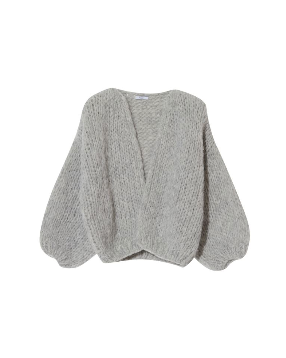 fleecy alpaca bomber cardigan - sweater grey