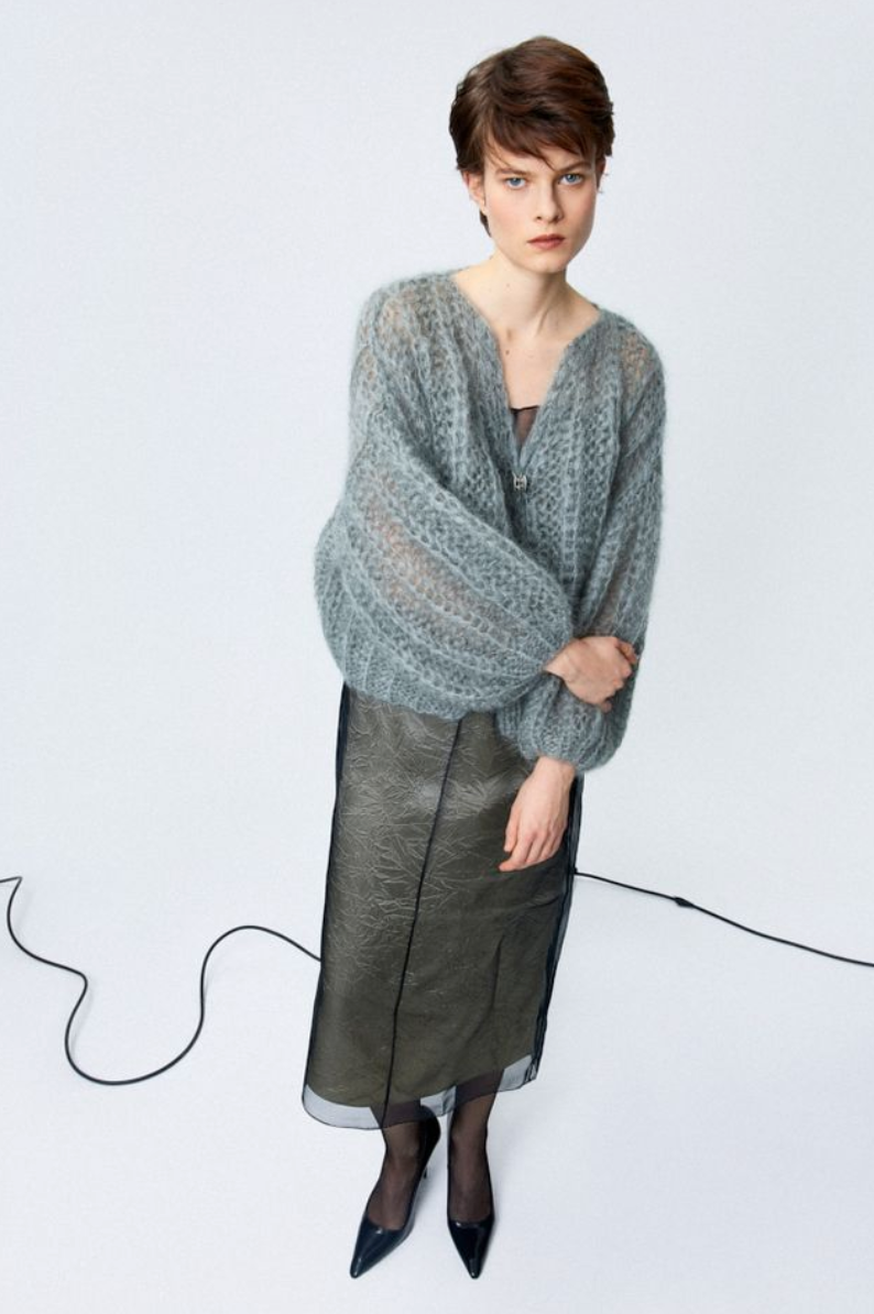 mohair ribbed bomber cardigan - mudd