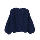 chunky alpaca pattern bomber cardigan - denim