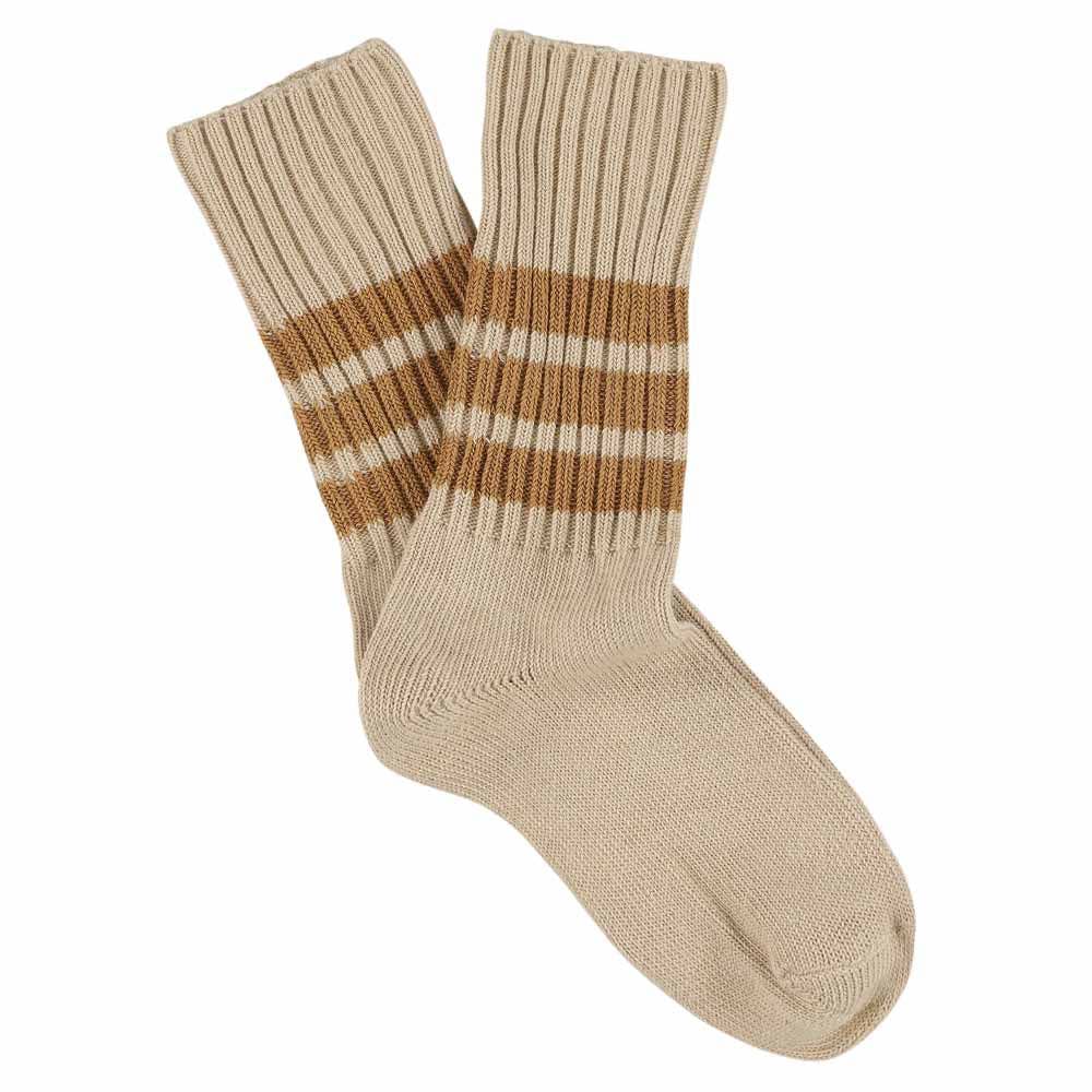 women stripes crew socks - pink / brown