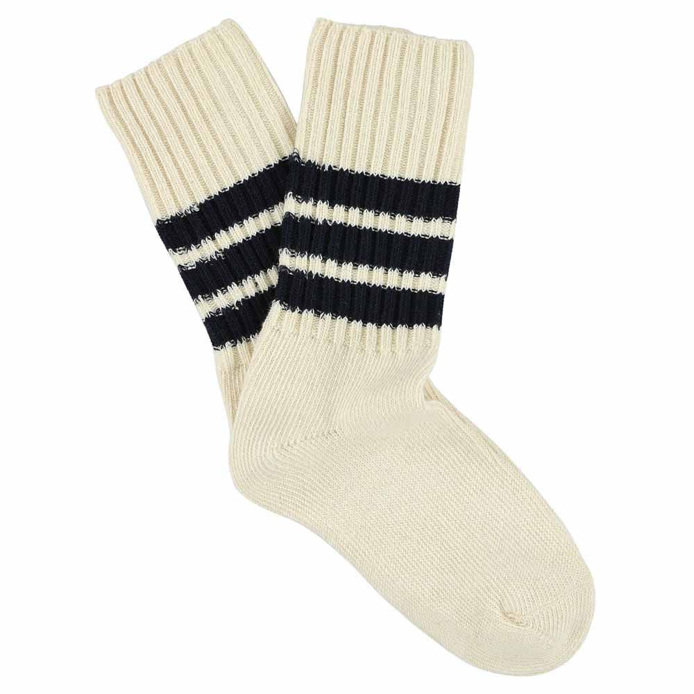 women stripes crew socks - ecru / blue