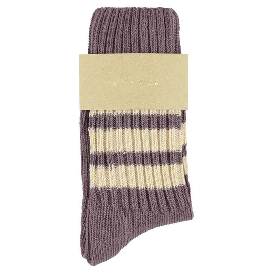 women crew stripes socks - off purple / ecru