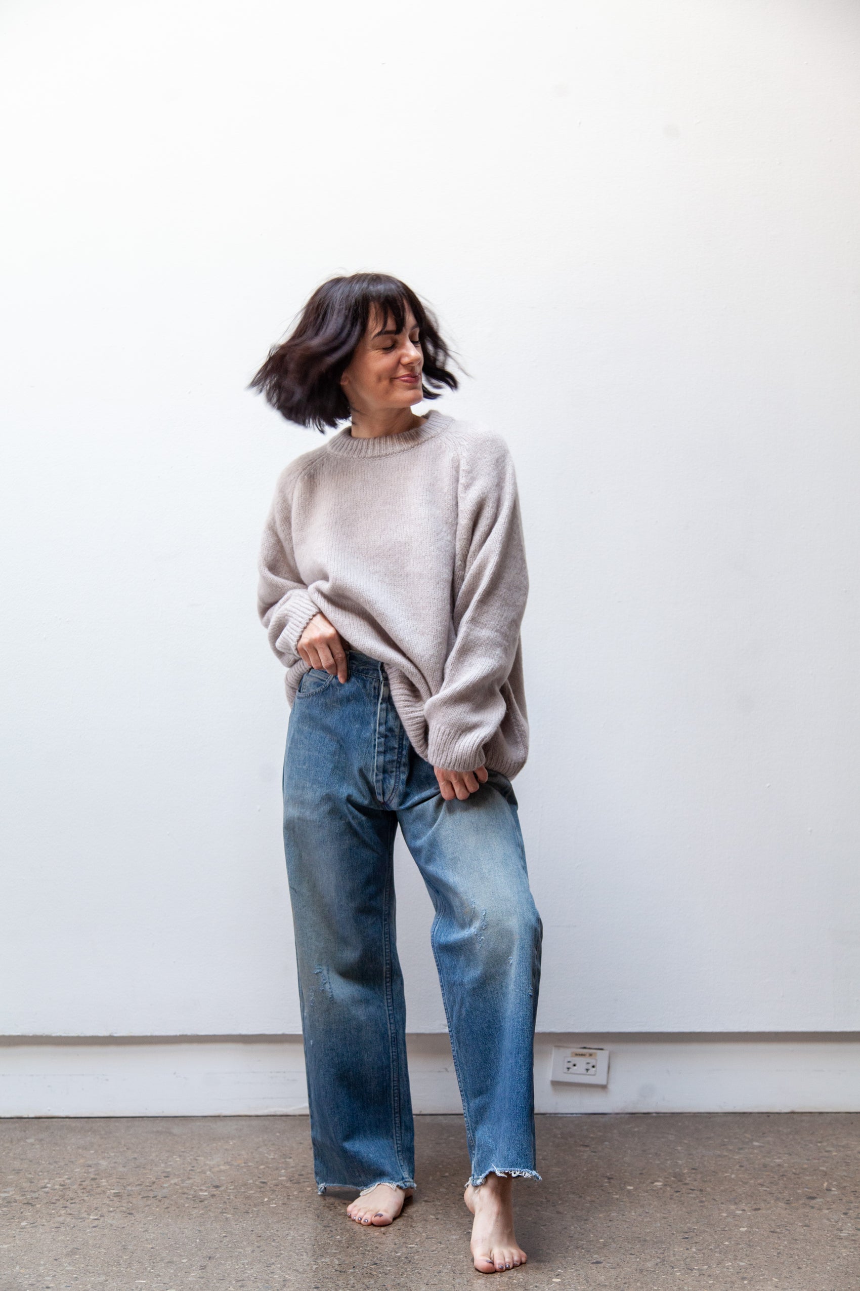 denim deep rise baggy cut - light vintage