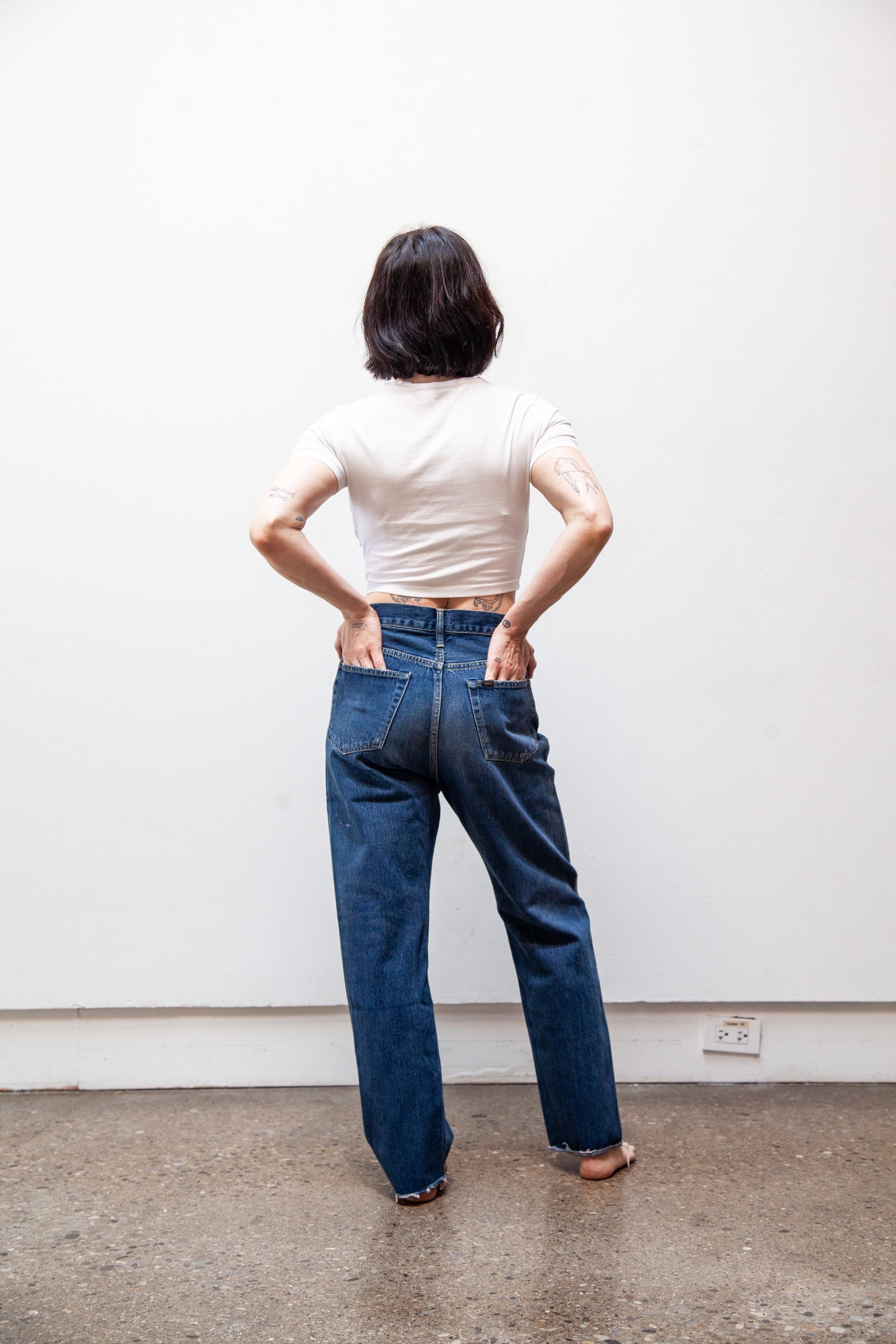 used ankle cut (shorter hem) - vintage dark