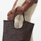 Handwoven Basket, Buffalo Leather, No lining