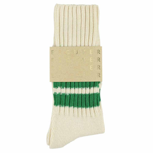 stripes crew socks - ecru / green
