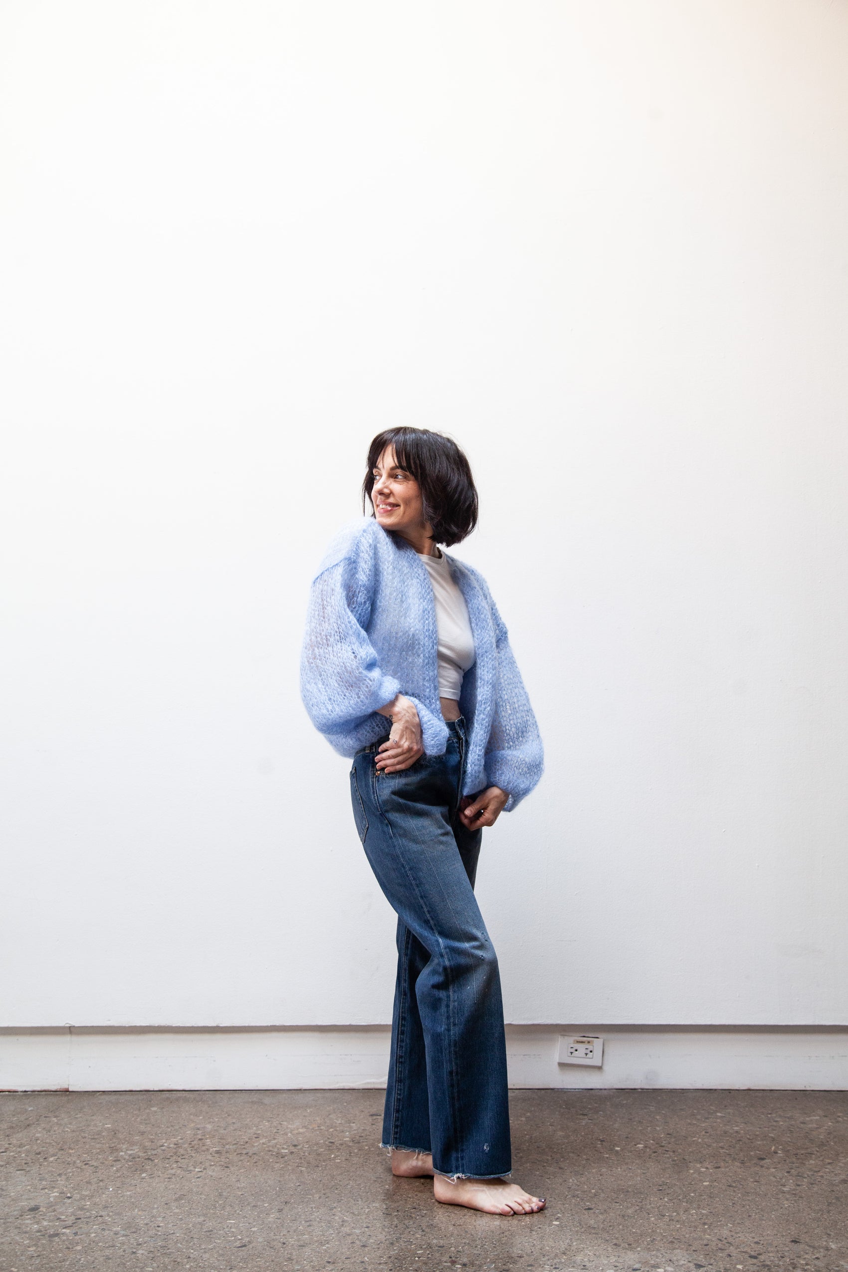 mohair light bomber cardigan