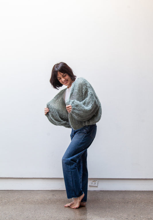 mohair ribbed bomber cardigan - mudd