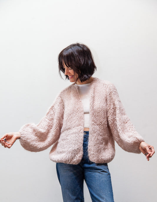 shaggy alpaca bomber cardigan