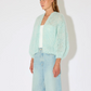 light blue cardigan sweater made from mohair
