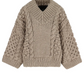Knitted sweater with cable pattern on a white background