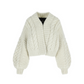 White knitted cardigan on a white background