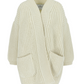 Beige ribbed cardigan with pockets on a white background