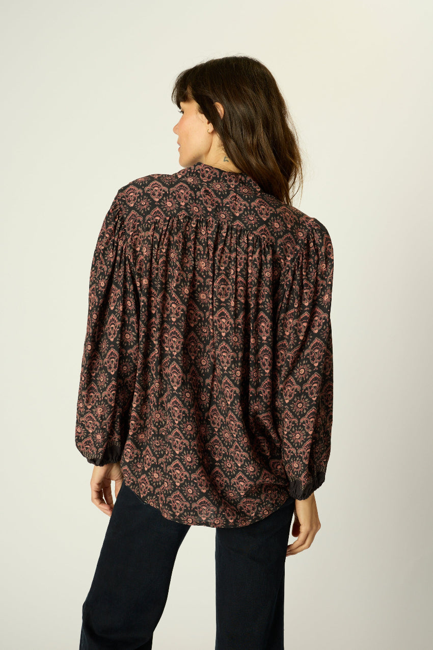 natalie martin iris top, fleur de lis black 