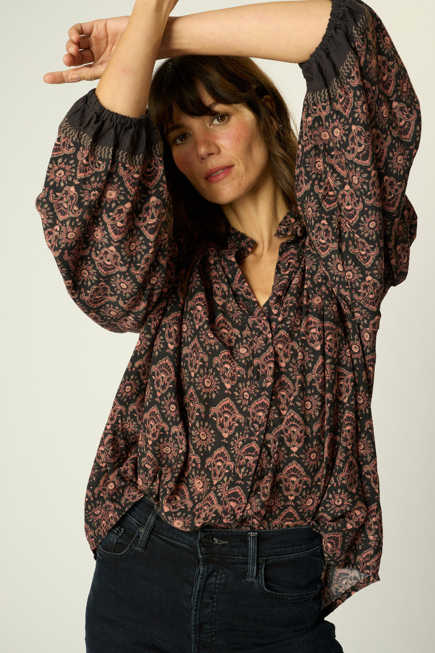 natalie martin iris top, fleur de lis black 