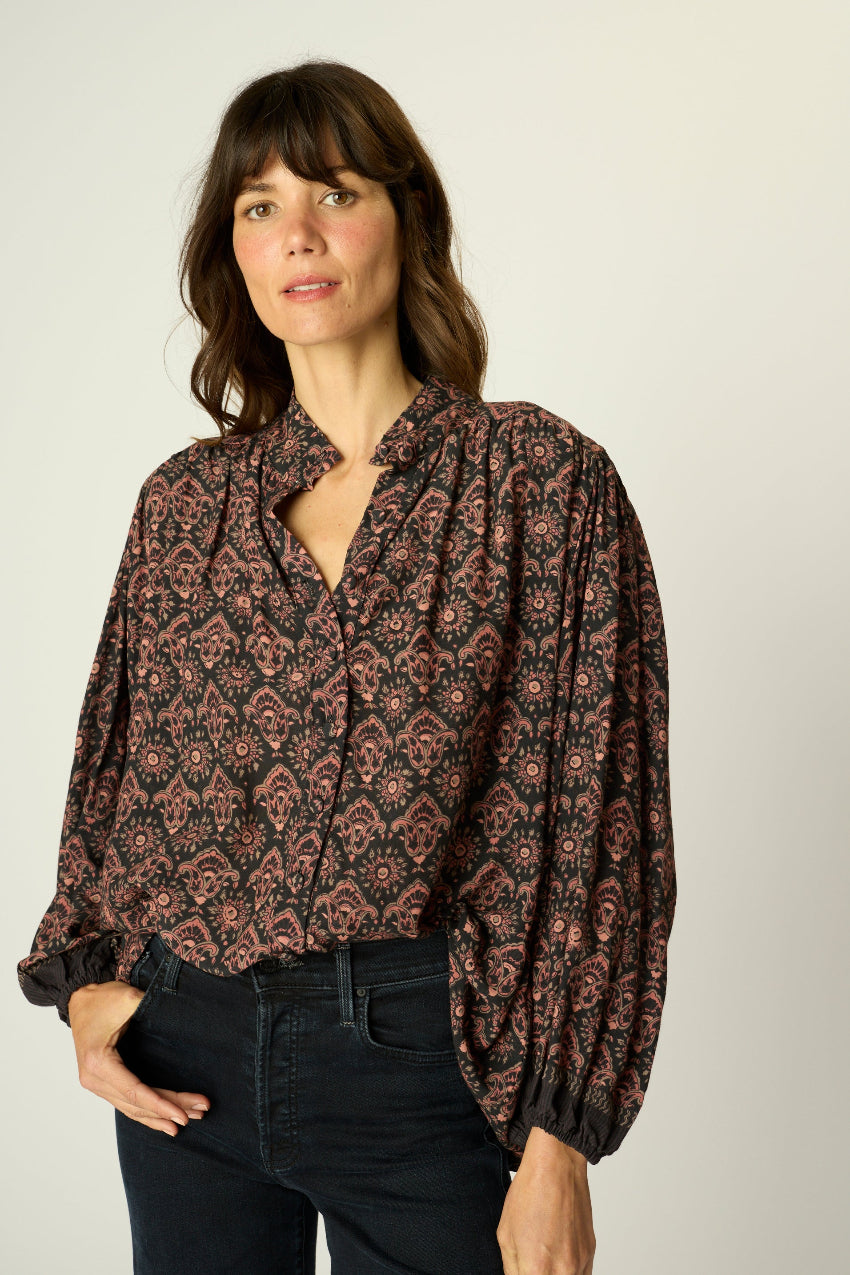 natalie martin iris top,fleur de lis black 
