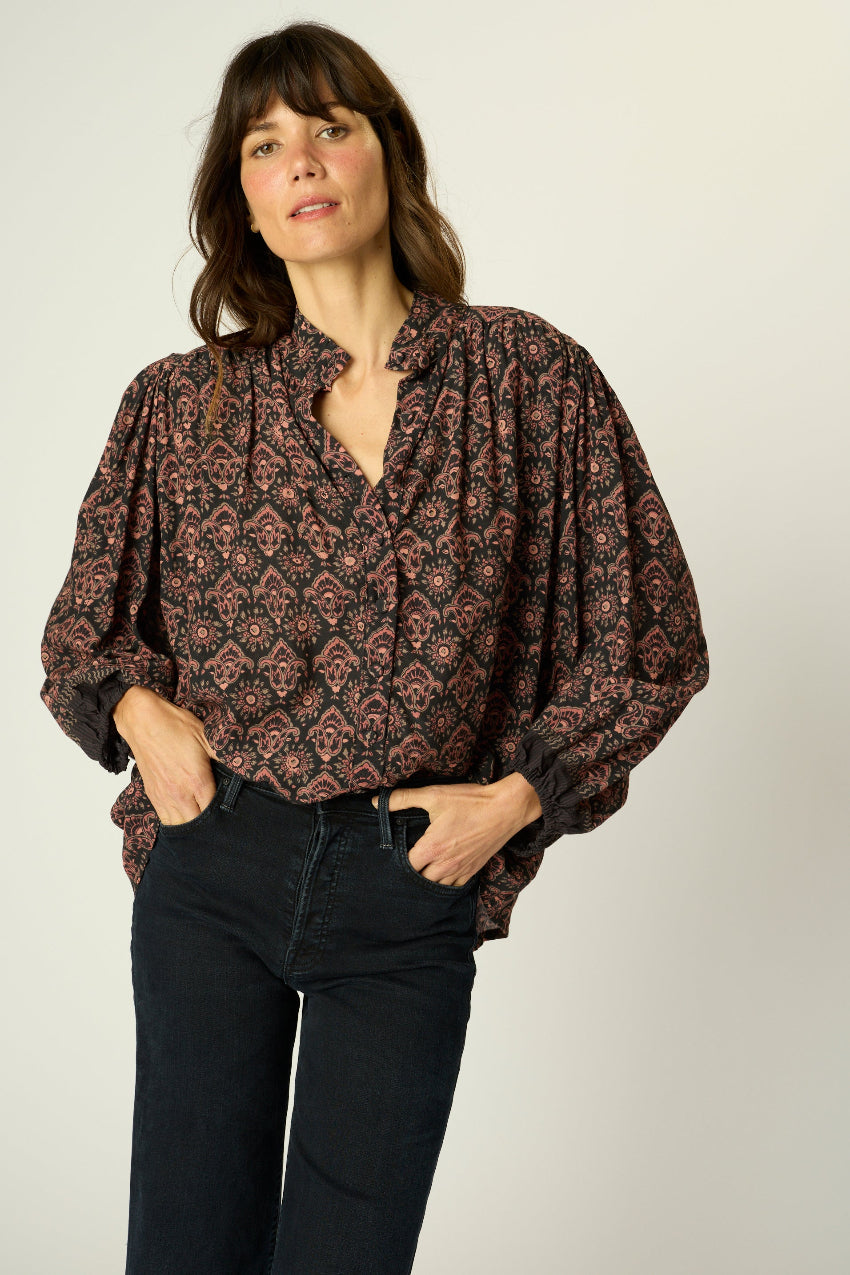 natalie martin iris top,fleur de lis black 