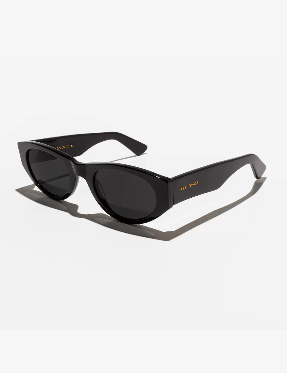 The Call Me frame in all black.

Handcrafted Frames- Italian Mazzucchelli acetate- Adjustable wire core temple arms- 5 barrel stainless steel hinges

The Lenses- Polarized CR-39 lenses - UV400 treated to protect your eyes from all harmful UVA and UVB light - Anti reflective coatings applied to the backside of the lens - Anti scratch coatings

Size: 51-22-135 (Medium size fit)

Waid exceeds all safety requirements for FDA and CE standards.
