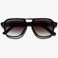 The Good Vibrations frame in black with grey gradient or honey frame/gold gradient. Handcrafted Frames- Italian Mazzucchelli acetate- Adjustable wire core temple arms- 7 barrel stainless steel hinges- 2 dot rivets for added durability

UV400 treated to protect your eyes from all harmful UVA and UVB light - Anti reflective coatings applied to the backside of the lens - Anti scratch coatings

Size: 53-16-145