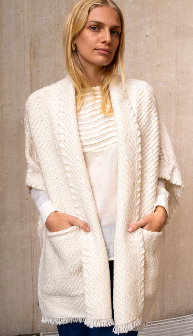the billy cardigan is your perfect companion piece with its pockets on the front. one size fits most.